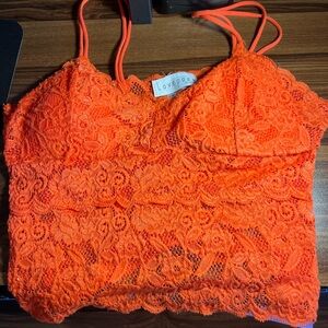 Orange Lace Crop Top